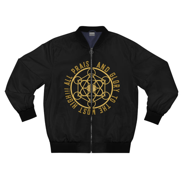 Copy of ALL PRAISE AND GLORY TO THE MOST HIGH !!!- Men's Bomber Jacket (AOP) - BLACK