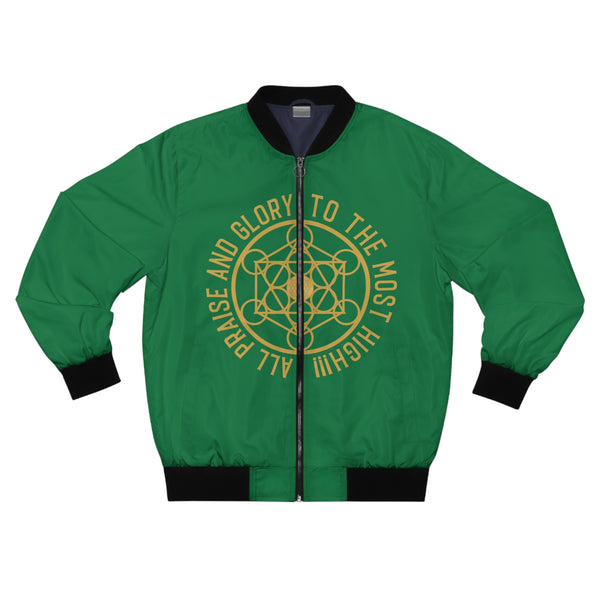 ALL PRAISE AND GLORY TO THE MOST HIGH !!!- Men's Bomber Jacket (AOP) - GREEN