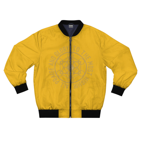 ALL PRAISE AND GLORY TO THE MOST HIGH !!!- Men's Bomber Jacket (AOP) - YELLOW