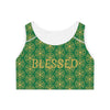 BLESSED - Pattern Design - Sports Bra (AOP)  - GREEN