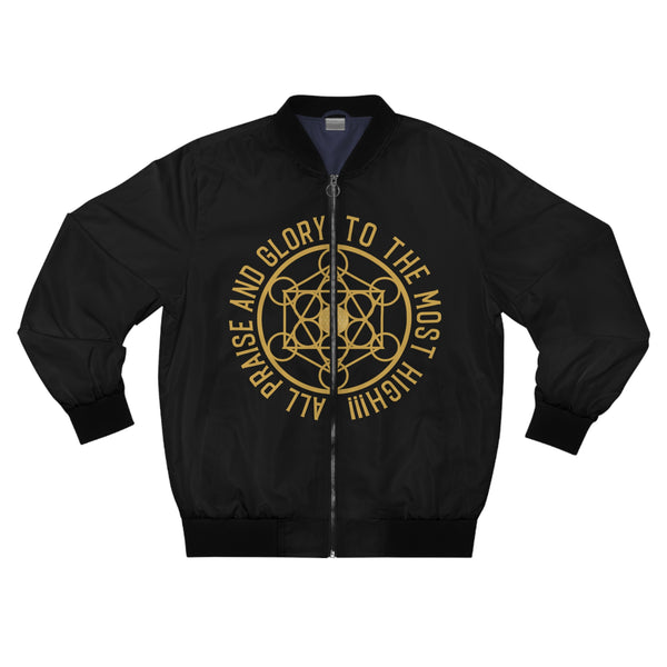 ALL PRAISE AND GLORY TO THE MOST HIGH !!!- Men's Bomber Jacket (AOP) - BLACK