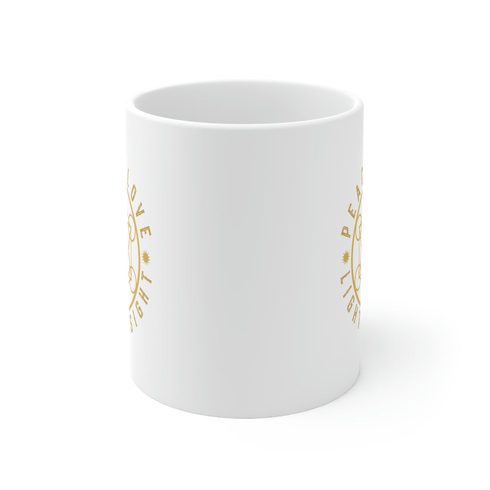PEACE LOVE LIGHT INSIGHT - Ceramic Mug 11oz