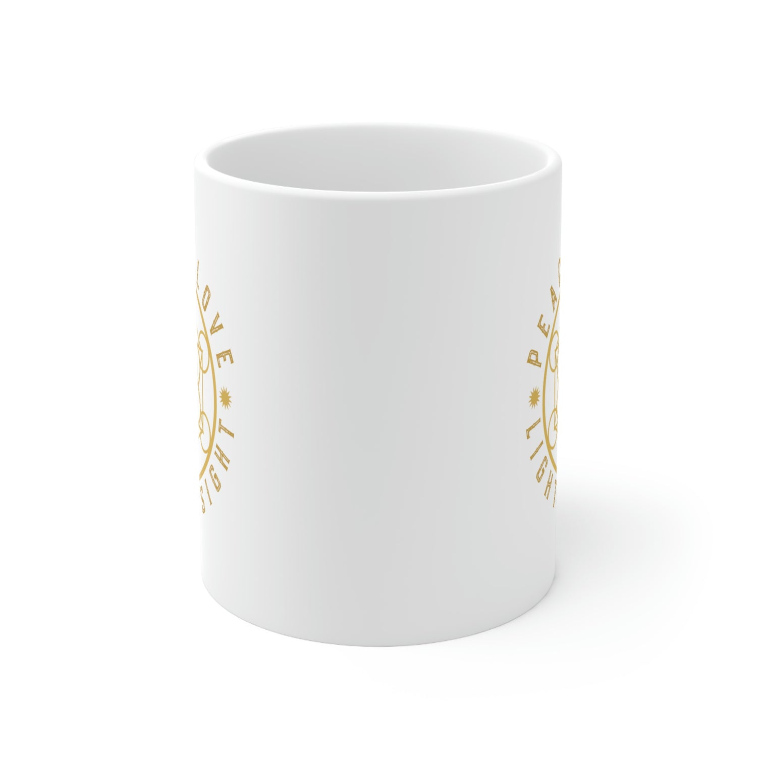 PEACE LOVE LIGHT INSIGHT - Ceramic Mug 11oz
