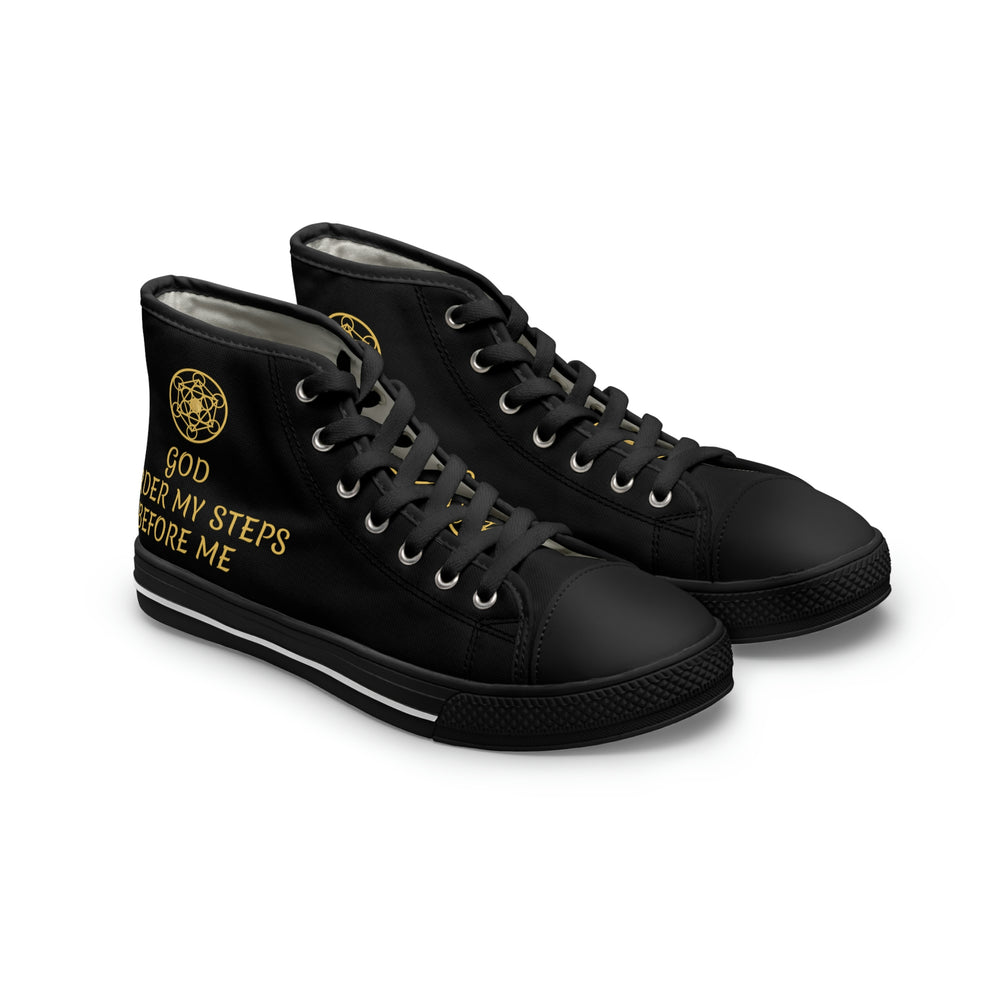 GOD ORDER MY STEPS BEFORE ME - Women's High Top Sneakers - Black