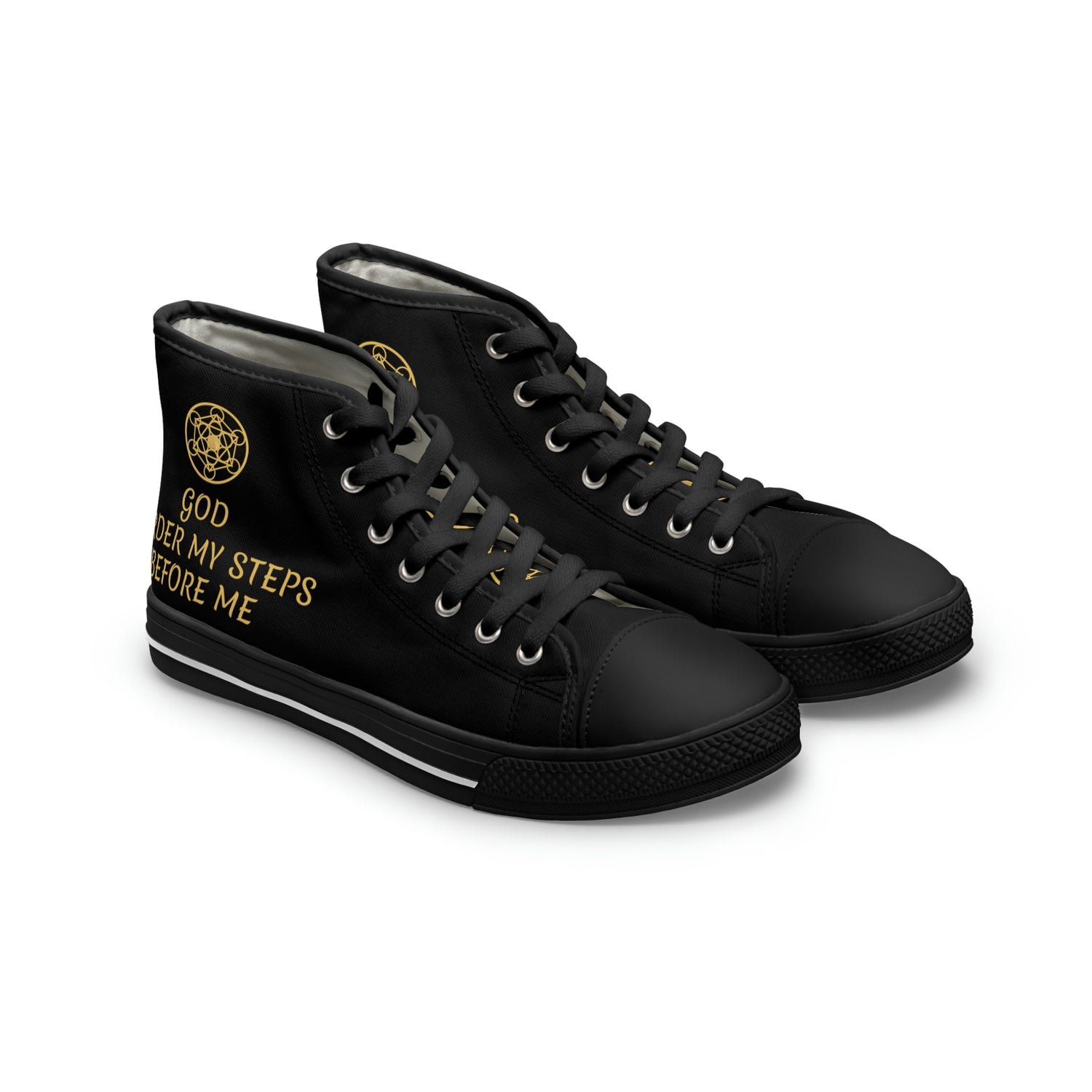 GOD ORDER MY STEPS BEFORE ME - Women's High Top Sneakers - Black