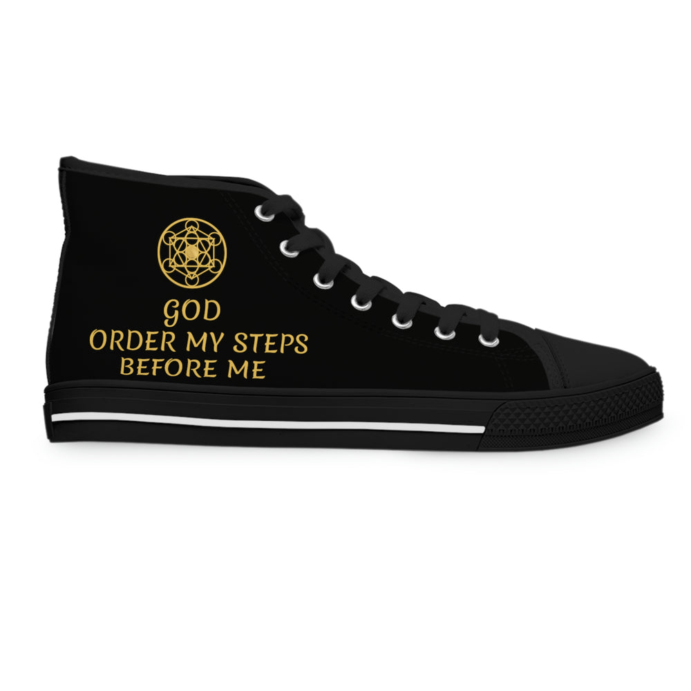 GOD ORDER MY STEPS BEFORE ME - Women's High Top Sneakers - Black