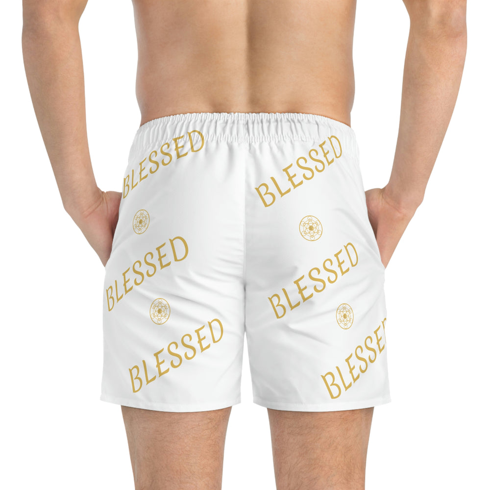 BLESSED - Swim Trunks (AOP) - White