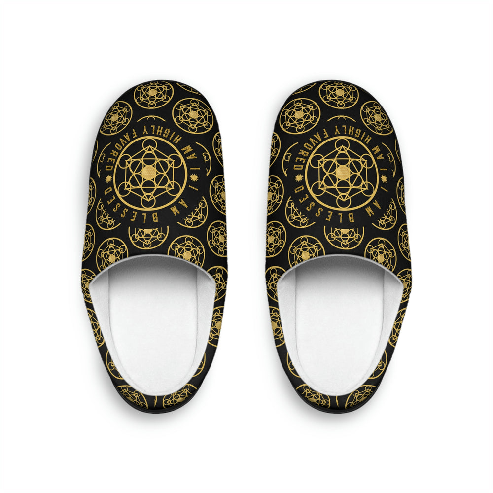 I AM BLESSED I AM HIGHLY FAVORED - Women's Indoor Slippers - Black