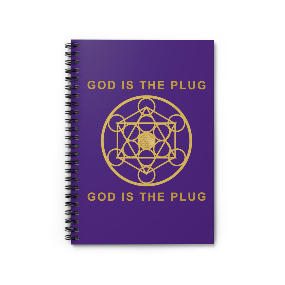 GOD IS THE PLUG - Spiral Notebook - Ruled Line - Purple