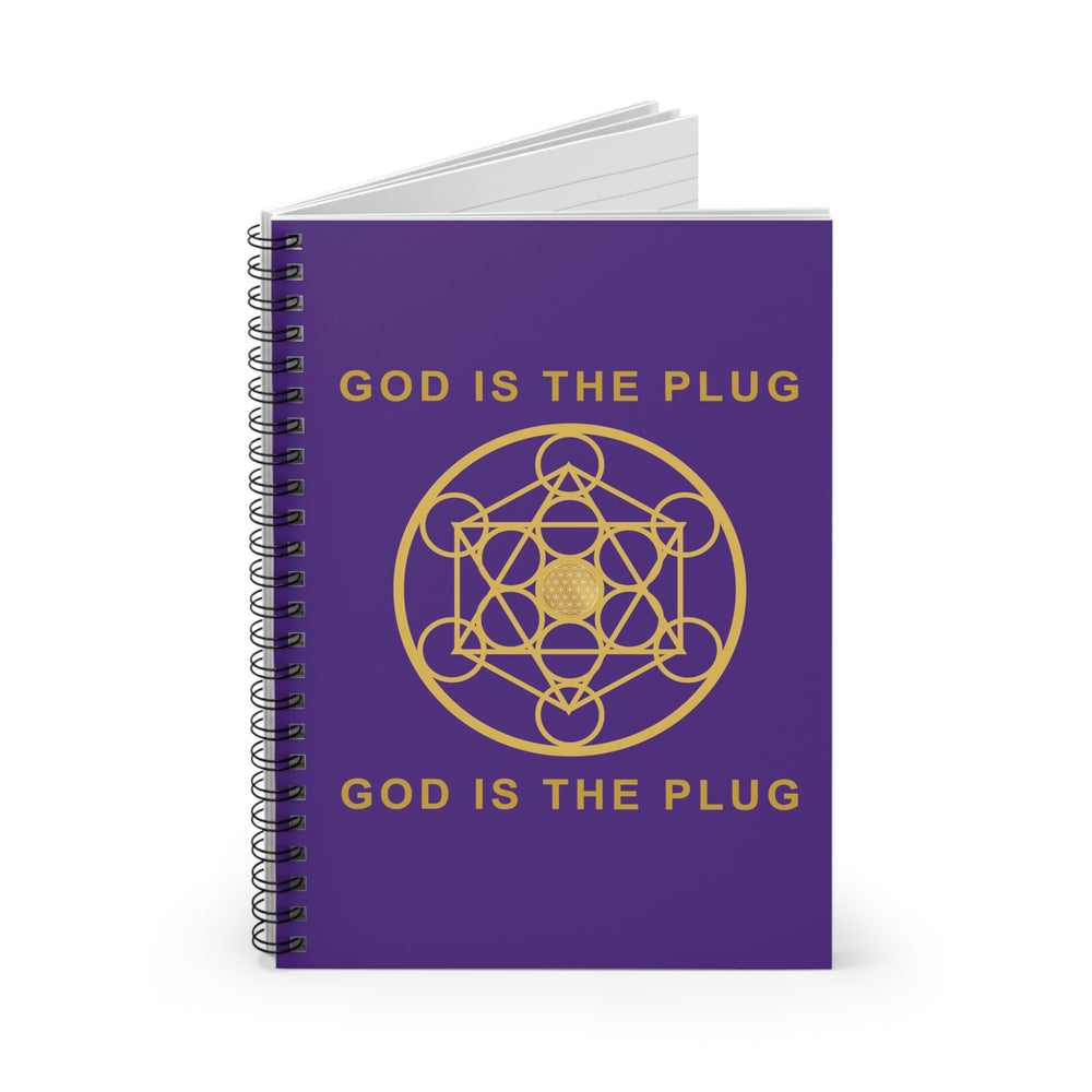 GOD IS THE PLUG - Spiral Notebook - Ruled Line - Purple