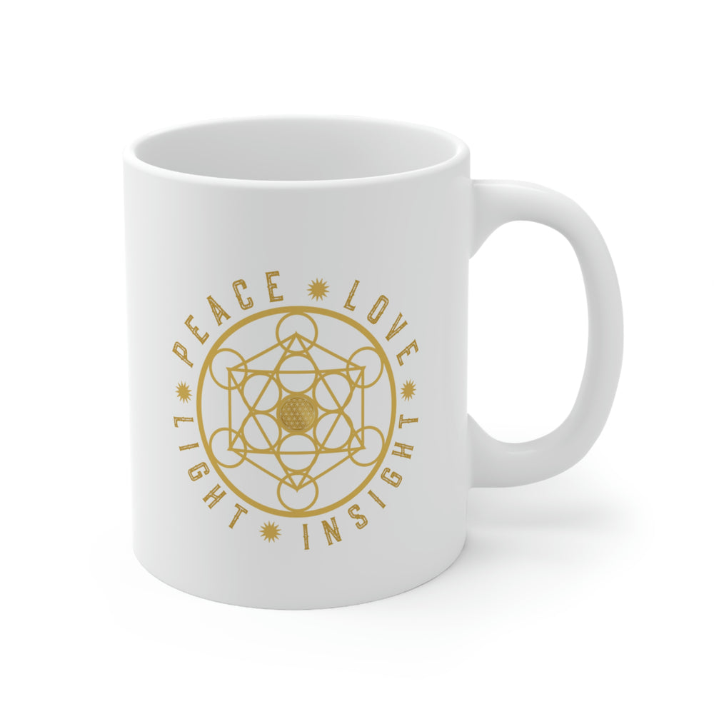 PEACE LOVE LIGHT INSIGHT - Ceramic Mug 11oz