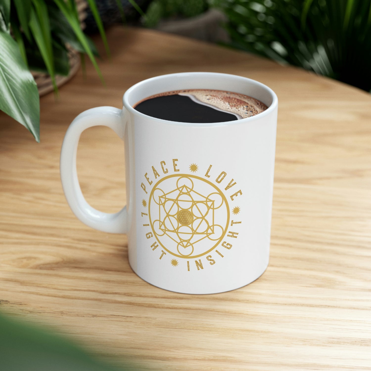 PEACE LOVE LIGHT INSIGHT - Ceramic Mug 11oz