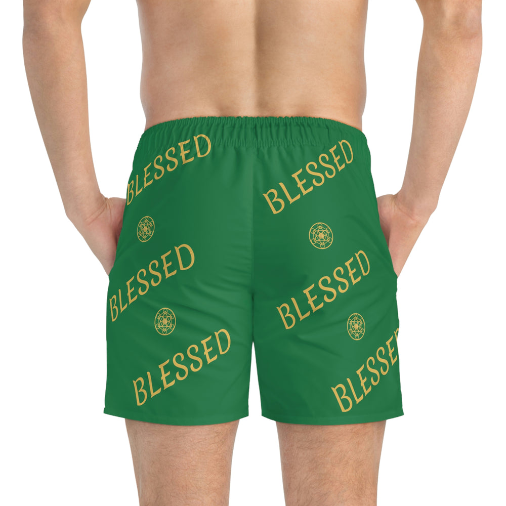BLESSED - Swim Trunks (AOP) - Green