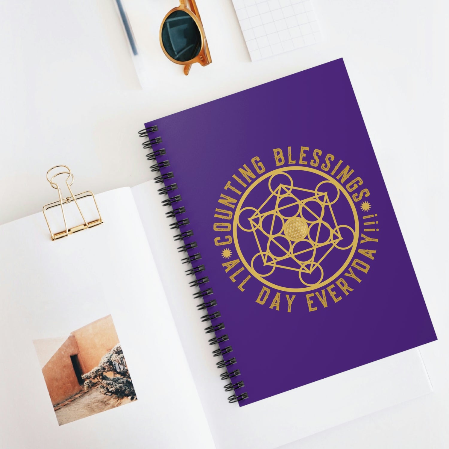 COUNTING BLESSINGS ALL DAY EVERYDAY!!! - Spiral Notebook - Ruled Line - Purple