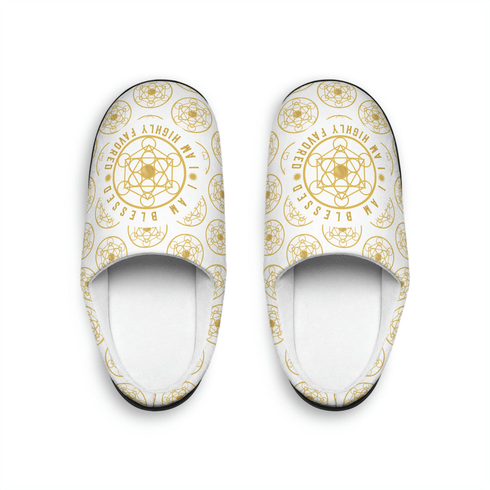 I AM BLESSED I AM HIGHLY FAVORED - Women's Indoor Slippers - White