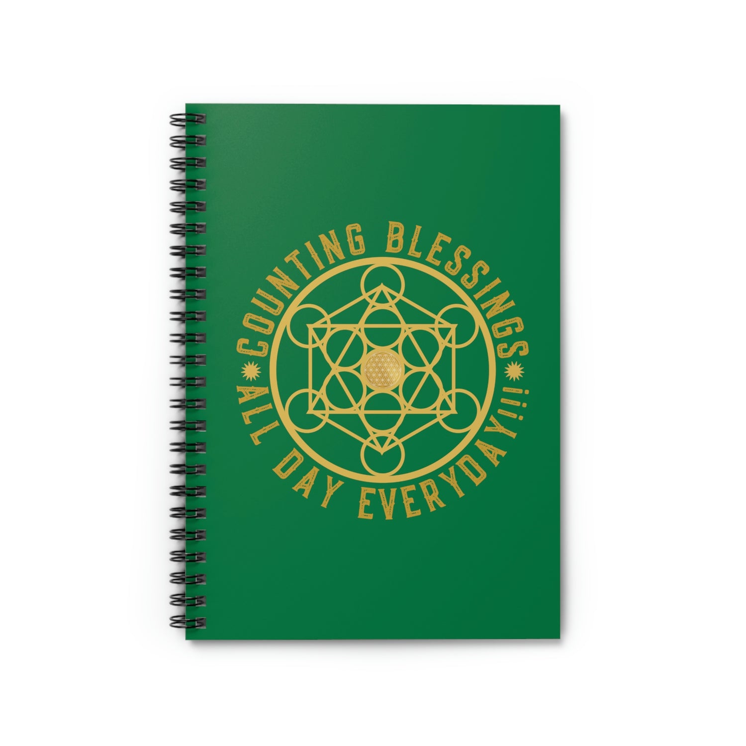 COUNTING BLESSINGS ALL DAY EVERYDAY!!! - Spiral Notebook - Ruled Line - Green