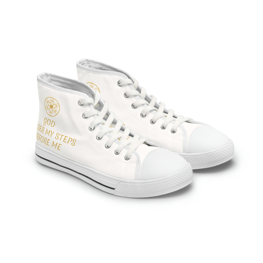GOD ORDER MY STEPS BEFORE ME - Women's High Top Sneakers - White