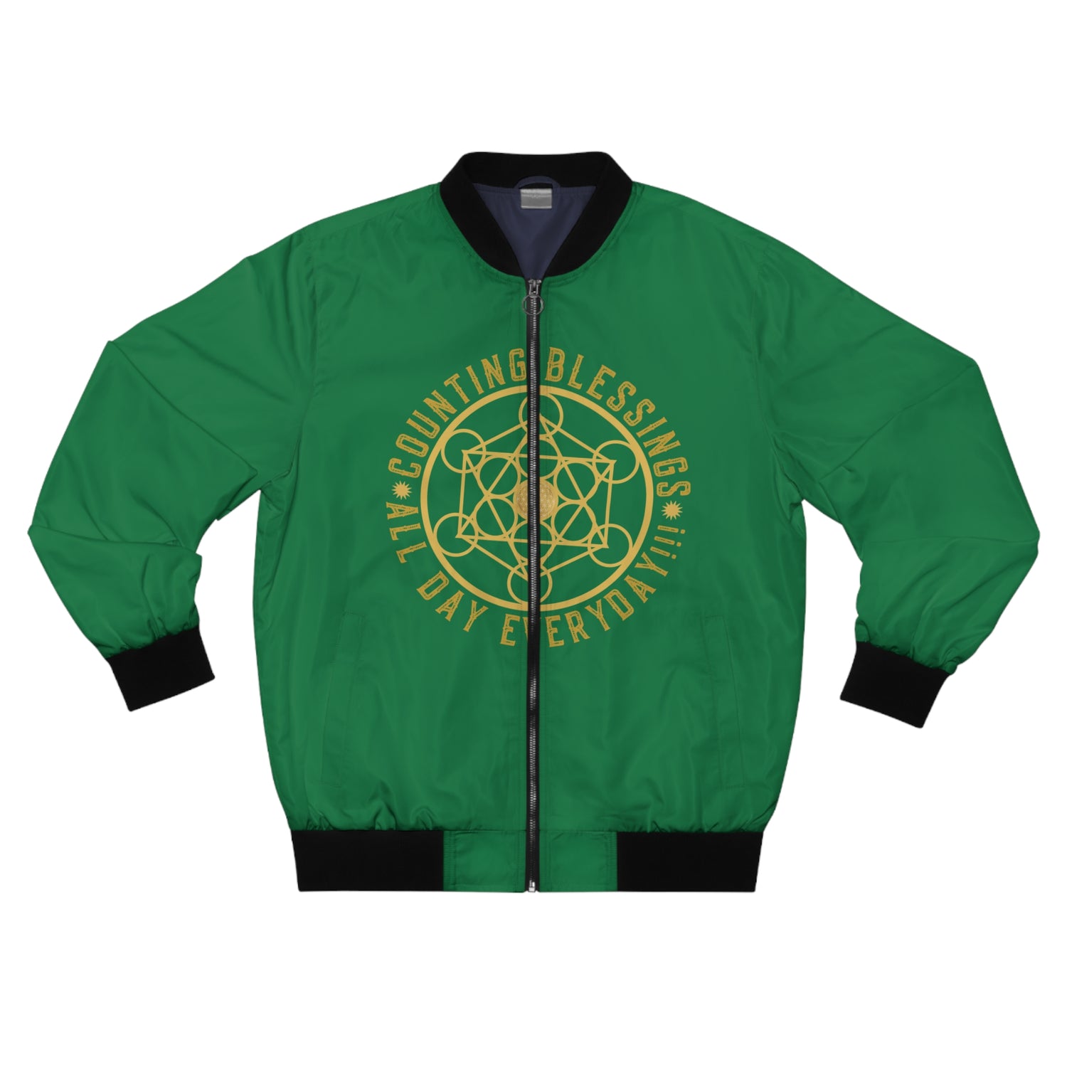 COUNTING BLESSINGS ALL DAY EVERYDAY - Men's Bomber Jacket (AOP) - GREEN