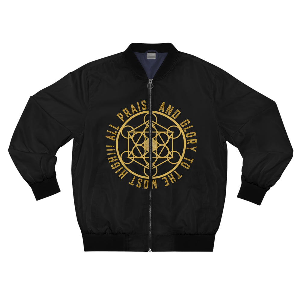 Copy of ALL PRAISE AND GLORY TO THE MOST HIGH !!!- Men's Bomber Jacket (AOP) - BLACK