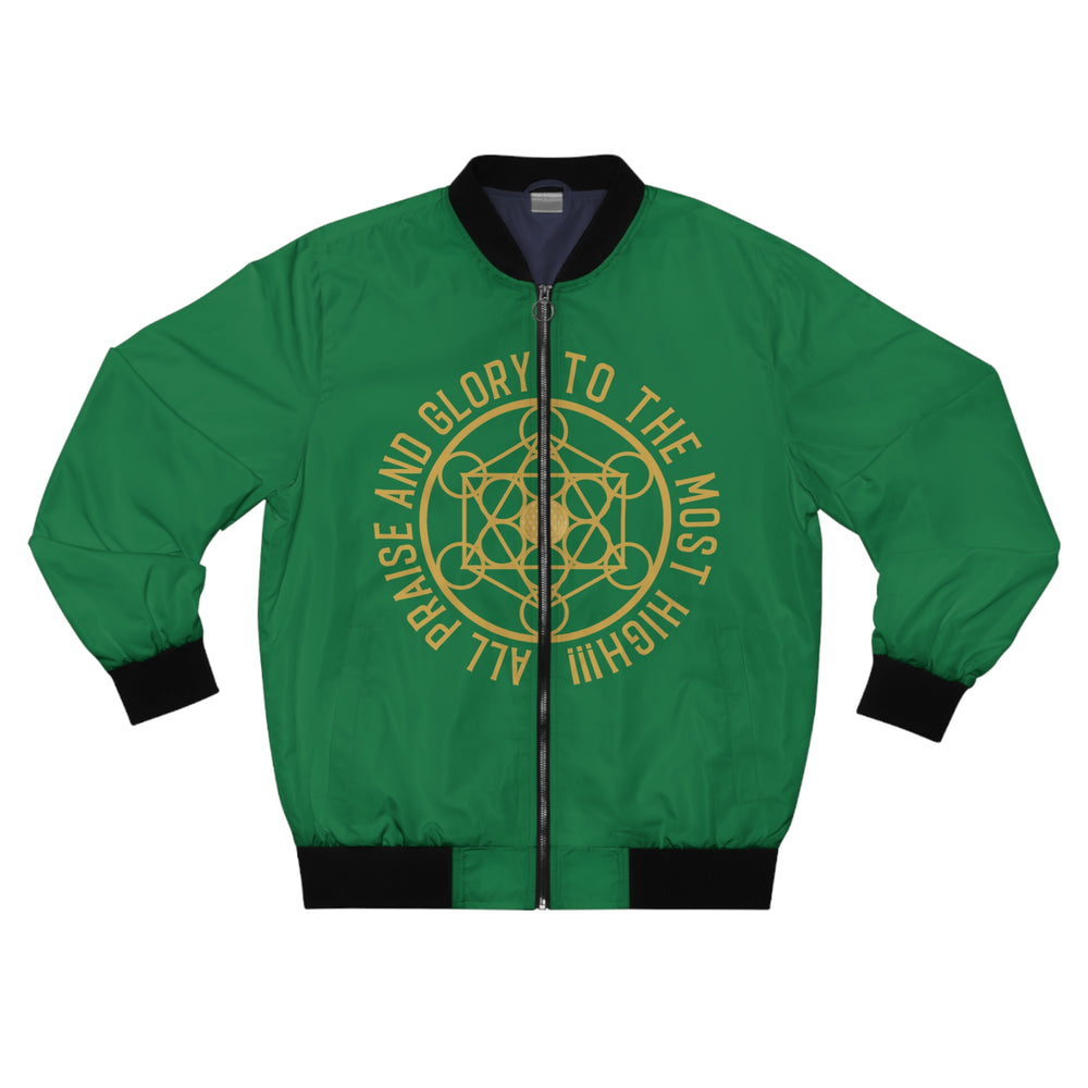 ALL PRAISE AND GLORY TO THE MOST HIGH !!!- Men's Bomber Jacket (AOP) - GREEN