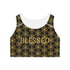 BLESSED - Pattern Design - Sports Bra (AOP) - BLACK