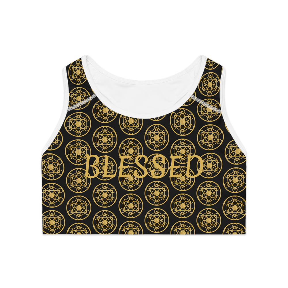 BLESSED - Pattern Design - Sports Bra (AOP) - BLACK