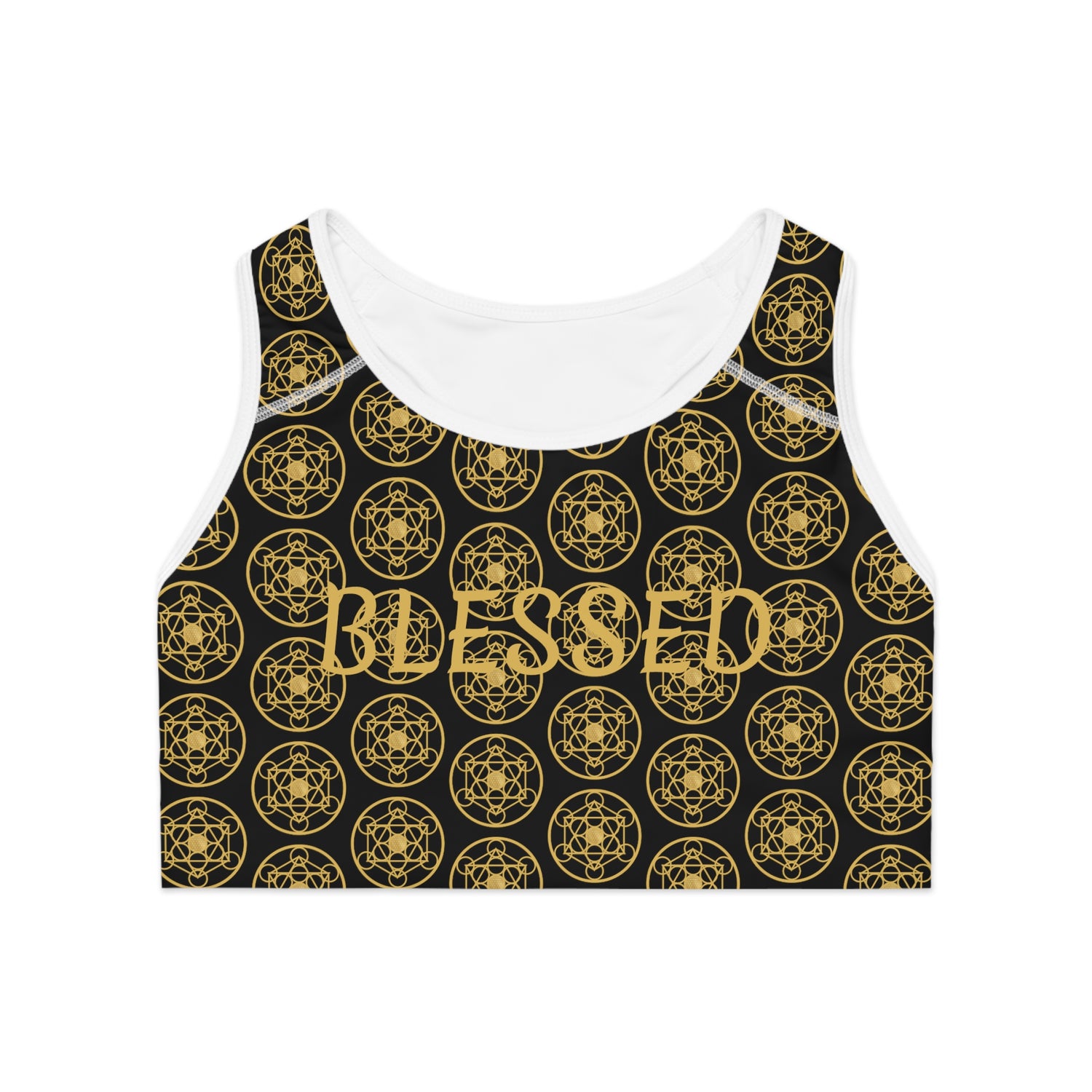 BLESSED - Pattern Design - Sports Bra (AOP) - BLACK