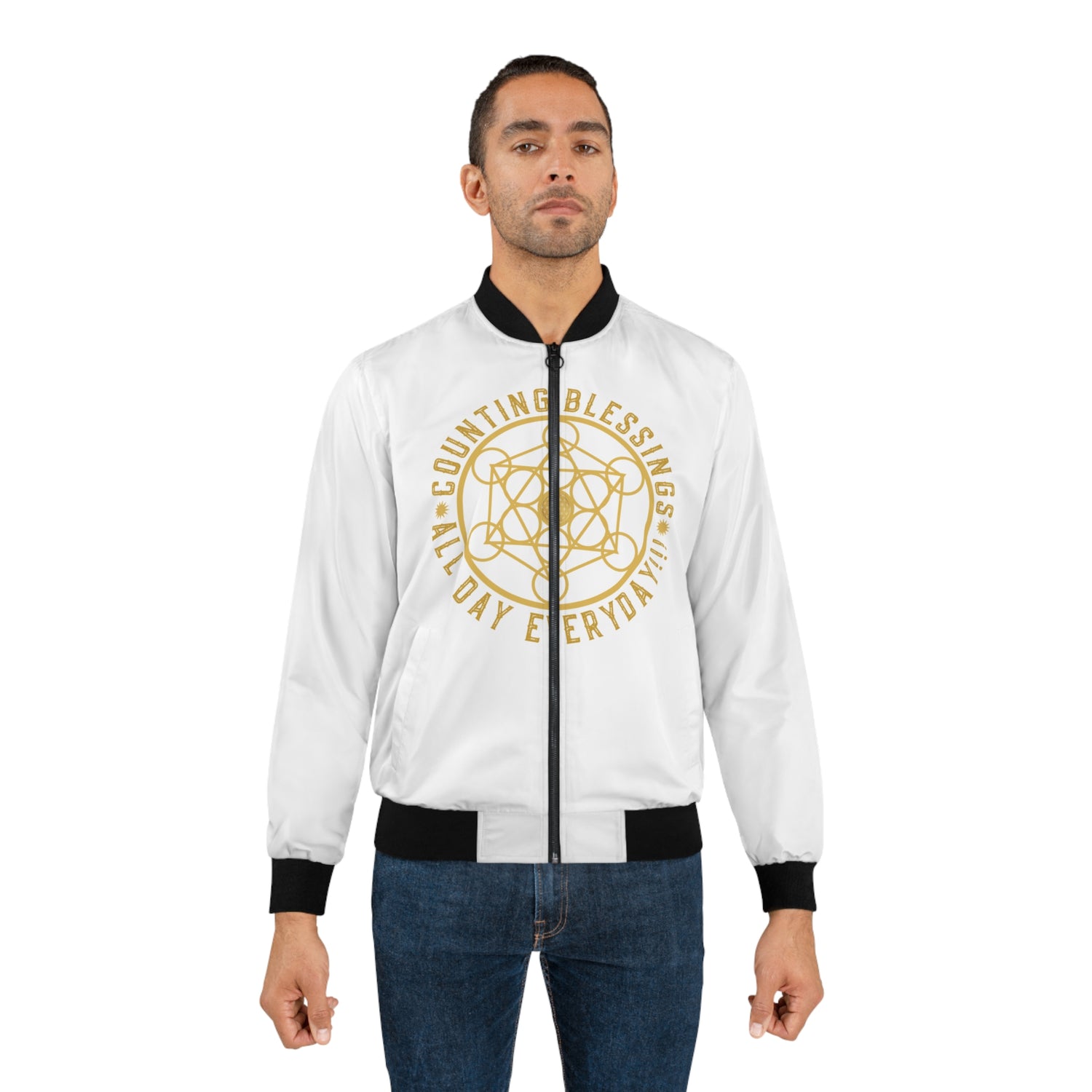 COUNTING BLESSINGS ALL DAY EVERYDAY - Men's Bomber Jacket (AOP) -