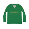 JUST BE YOU!!! Women's Long Sleeve V-neck Shirt (AOP) - GREEN