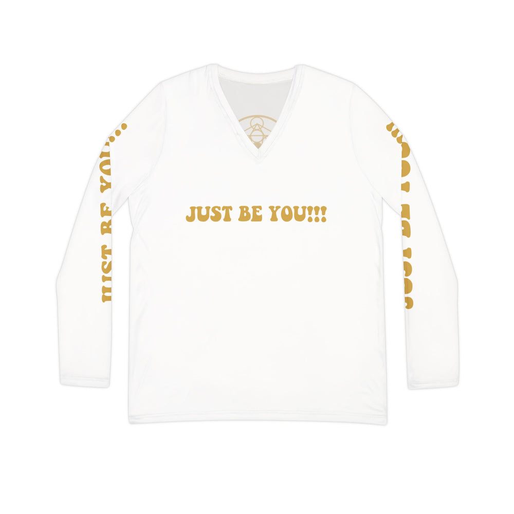 JUST BE YOU!!! Women's Long Sleeve V-neck Shirt (AOP)