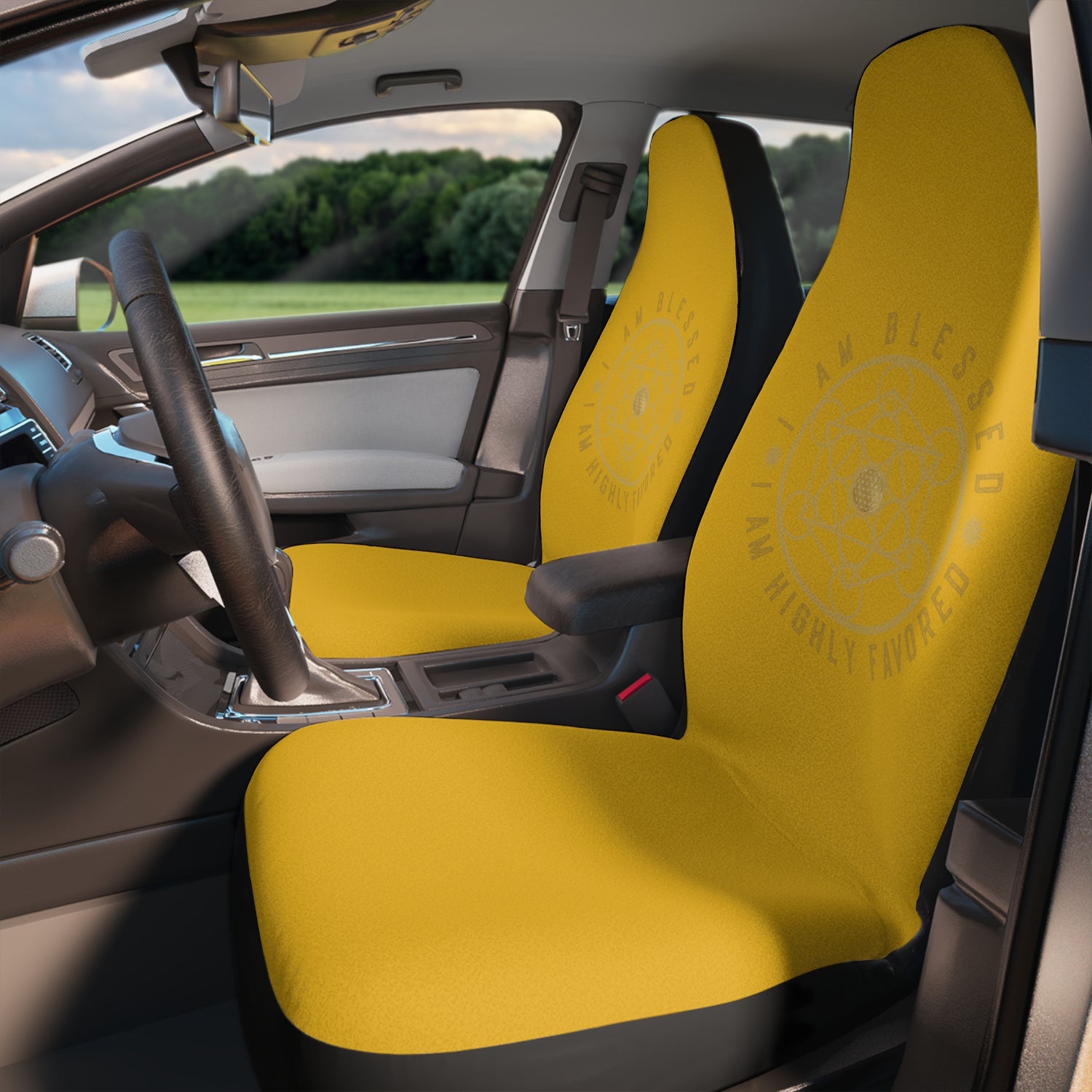 I AM BLESSED I AM HIGHLY FAVORED - Car Seat Covers - Yellow