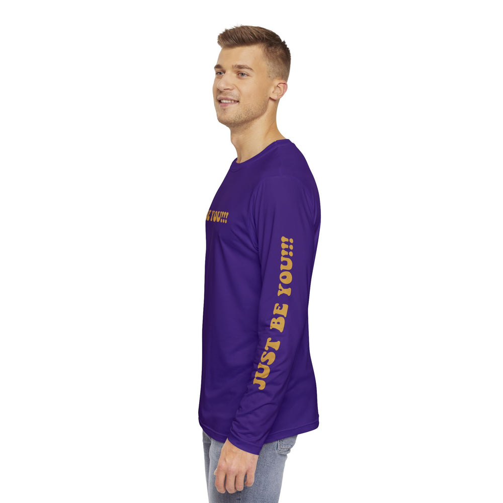 JUST BE YOU!!! Men's Long Sleeve Shirt (AOP) - PURPLE