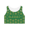 BLESSED - Boxed Design - Sports Bra (AOP) - GREEN