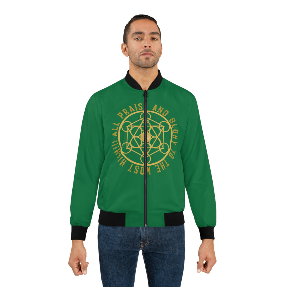 ALL PRAISE AND GLORY TO THE MOST HIGH !!!- Men's Bomber Jacket (AOP) - GREEN