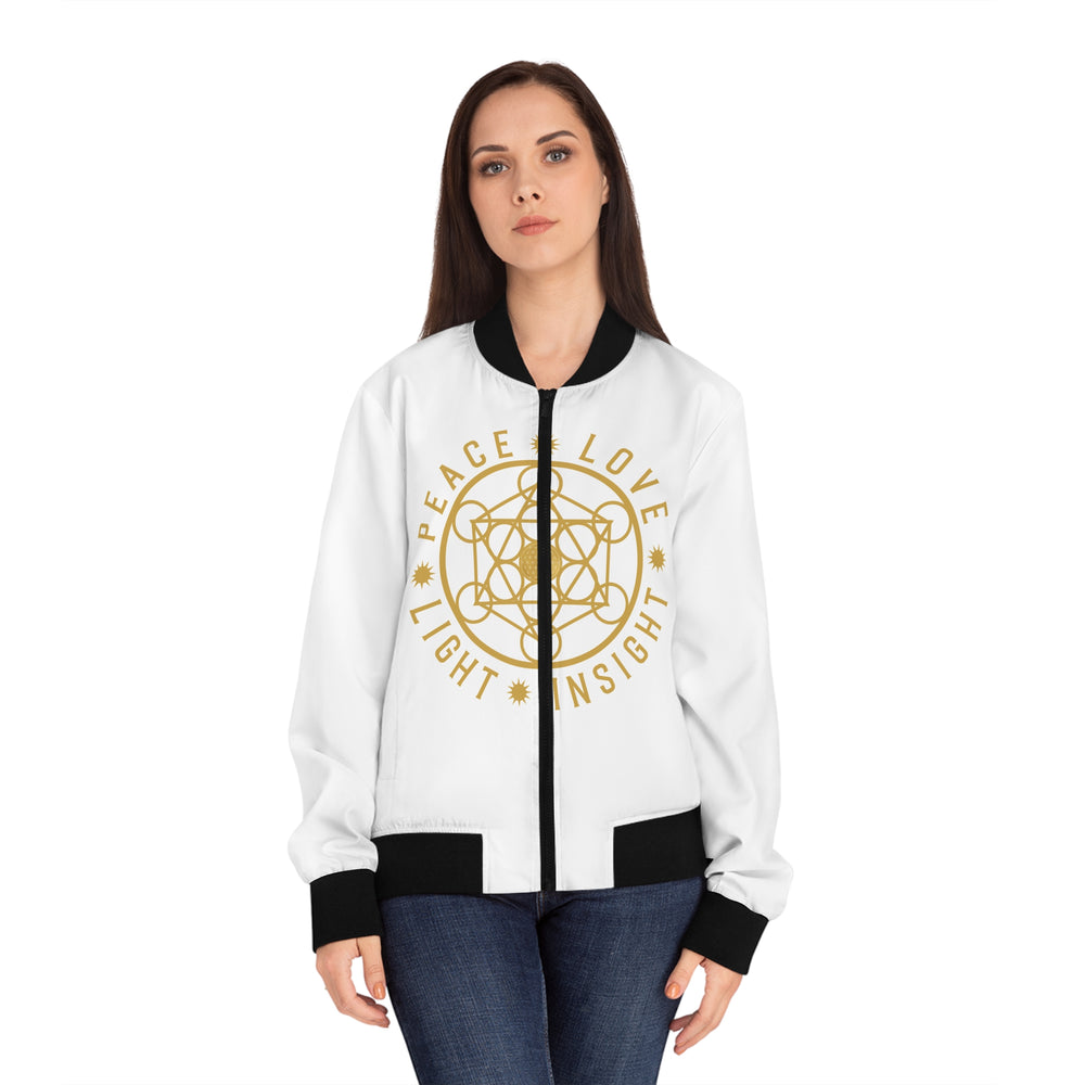 PEACE LOVE LIGHT INSIGHT - Women's Bomber Jacket (AOP)