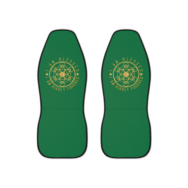 I AM BLESSED I AM HIGHLY FAVORED - Car Seat Covers - Green