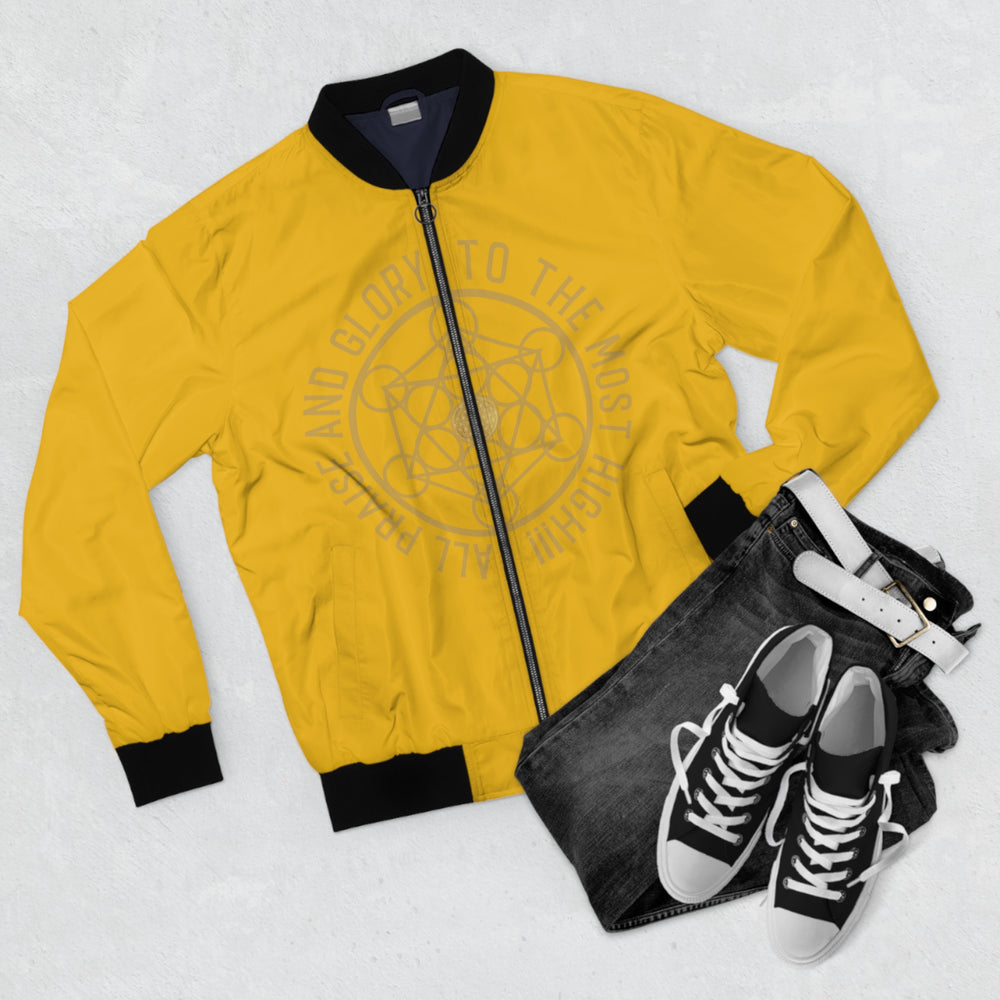 ALL PRAISE AND GLORY TO THE MOST HIGH !!!- Men's Bomber Jacket (AOP) - YELLOW