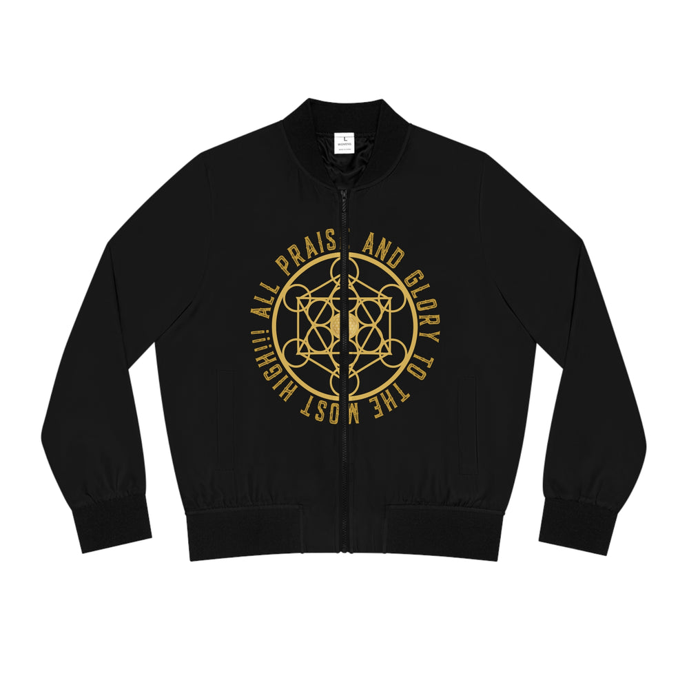 ALL PRAISE AND GLORY TO THE MOST HIGH!!! - Women's Bomber Jacket (AOP) - BLACK