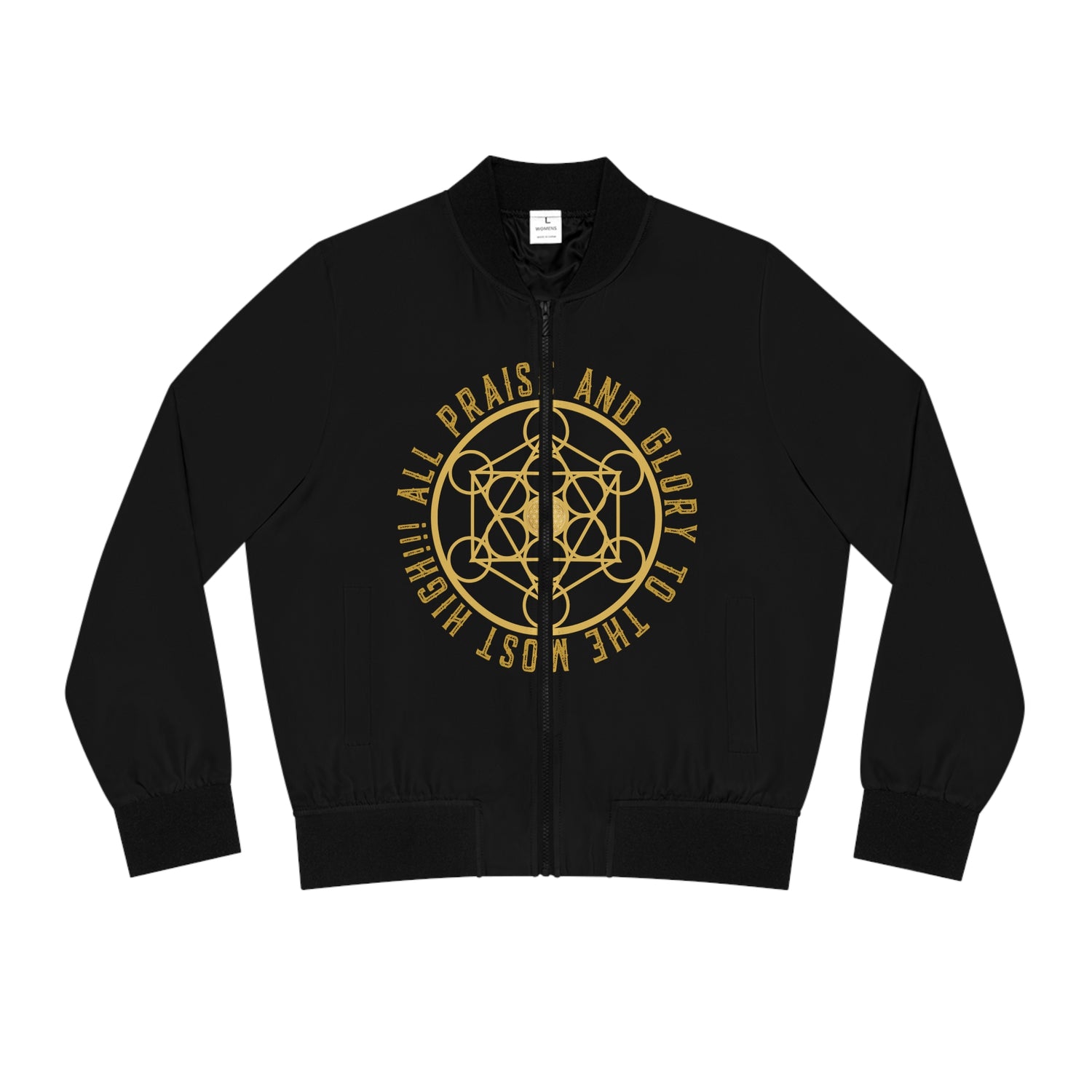 ALL PRAISE AND GLORY TO THE MOST HIGH!!! - Women's Bomber Jacket (AOP) - BLACK