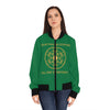 COUNTING BLESSINGS ALL DAY EVERYDAY!!! - Women's Bomber Jacket (AOP) - GREEN