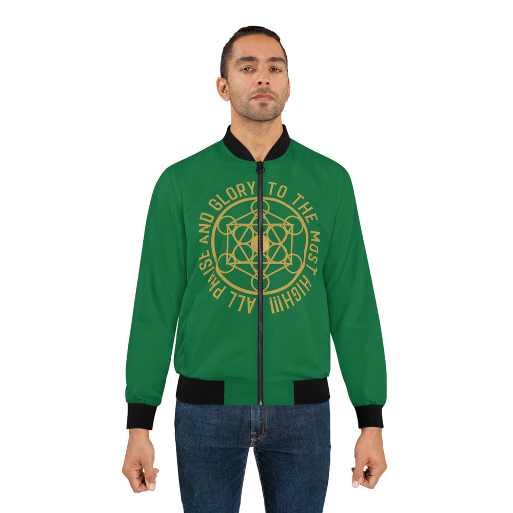 ALL PRAISE AND GLORY TO THE MOST HIGH !!!- Men's Bomber Jacket (AOP) - GREEN