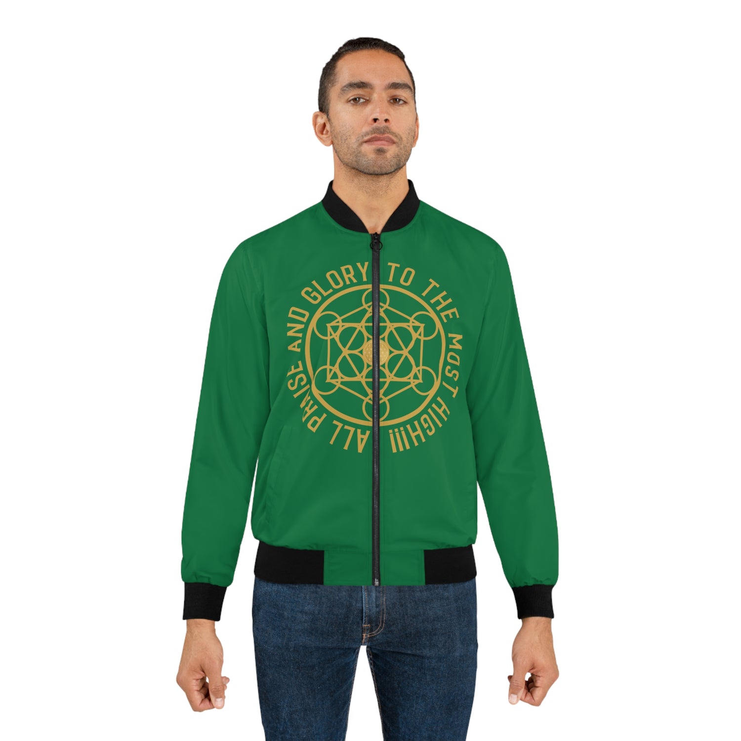 ALL PRAISE AND GLORY TO THE MOST HIGH !!!- Men's Bomber Jacket (AOP) - GREEN