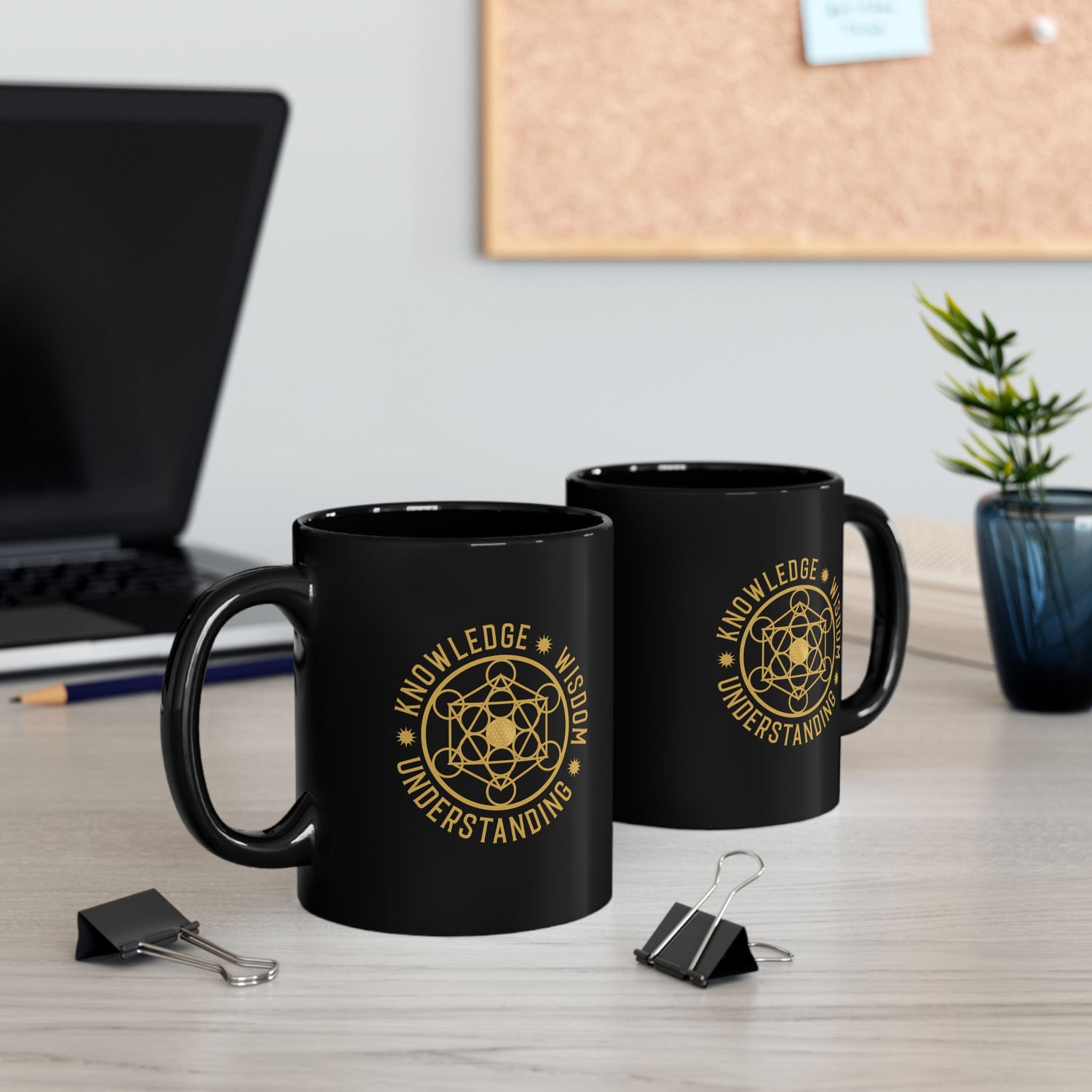 KNOWLEDGE  WISDOM  UNDERSTANDING - 11oz Black Mug