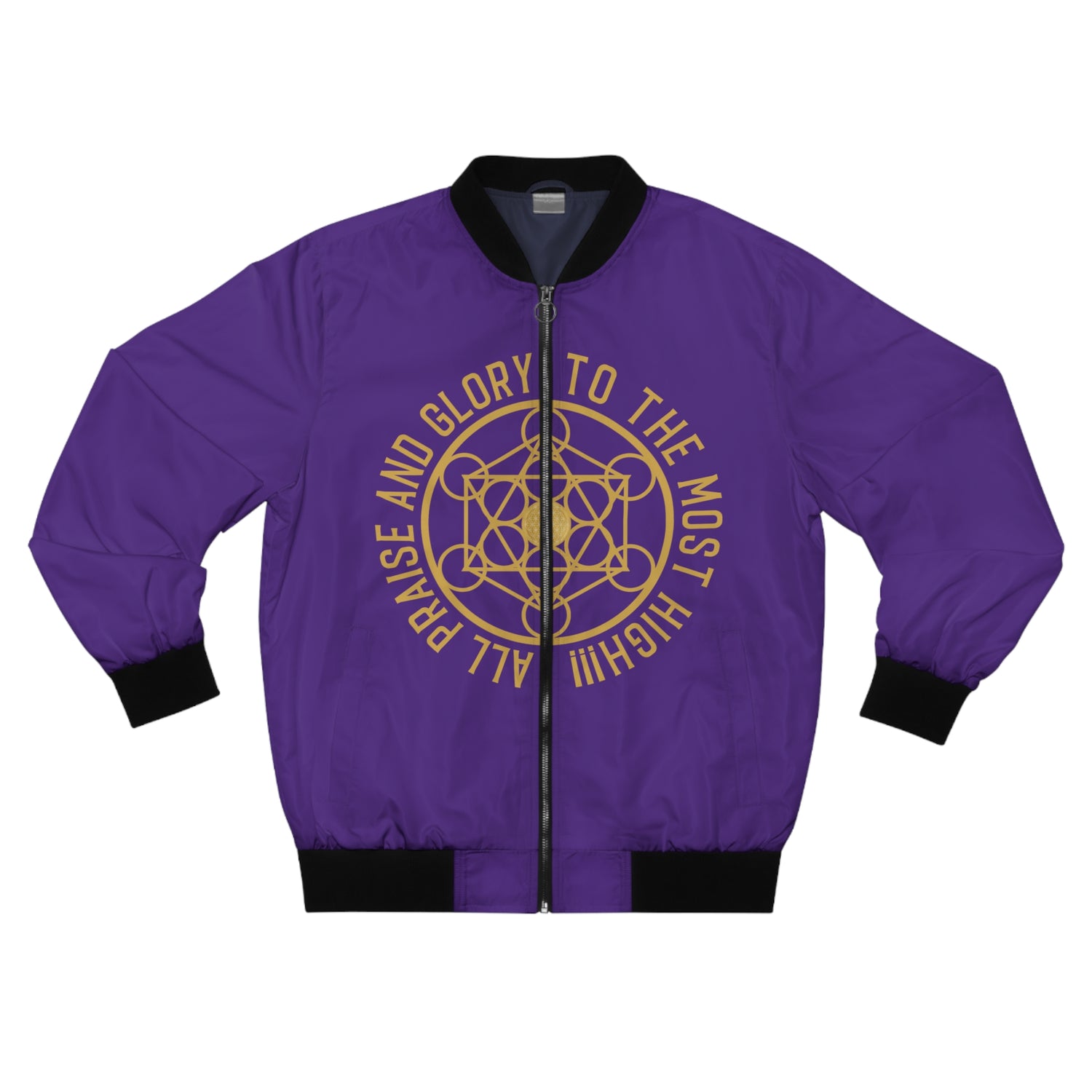 ALL PRAISE AND GLORY TO THE MOST HIGH !!!- Men's Bomber Jacket (AOP) - PURPLE