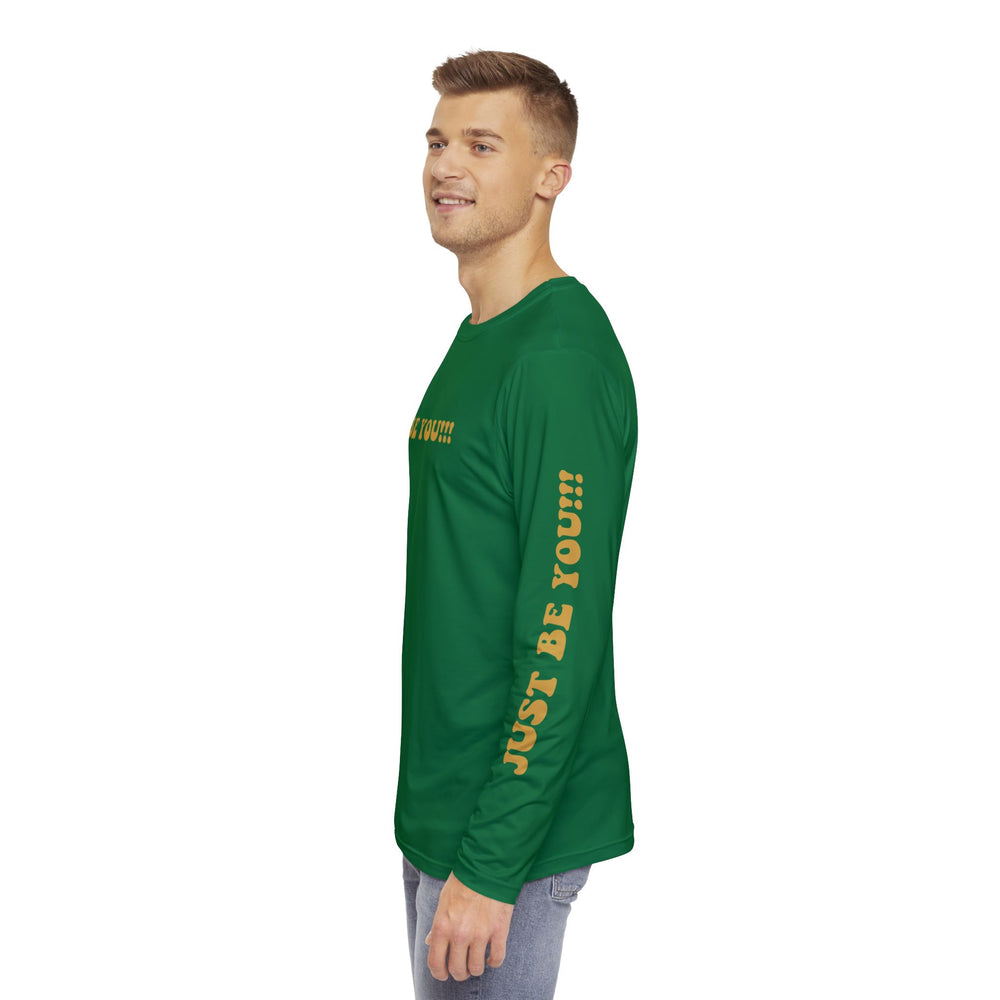 JUST BE YOU!!! Men's Long Sleeve Shirt (AOP) - GREEN