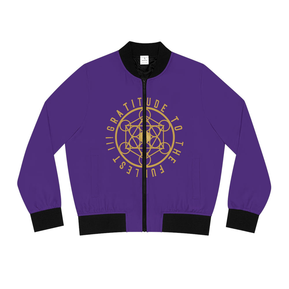 GRATITUDE TO THE FULLEST!!! - Women's Bomber Jacket (AOP) - PURPLE