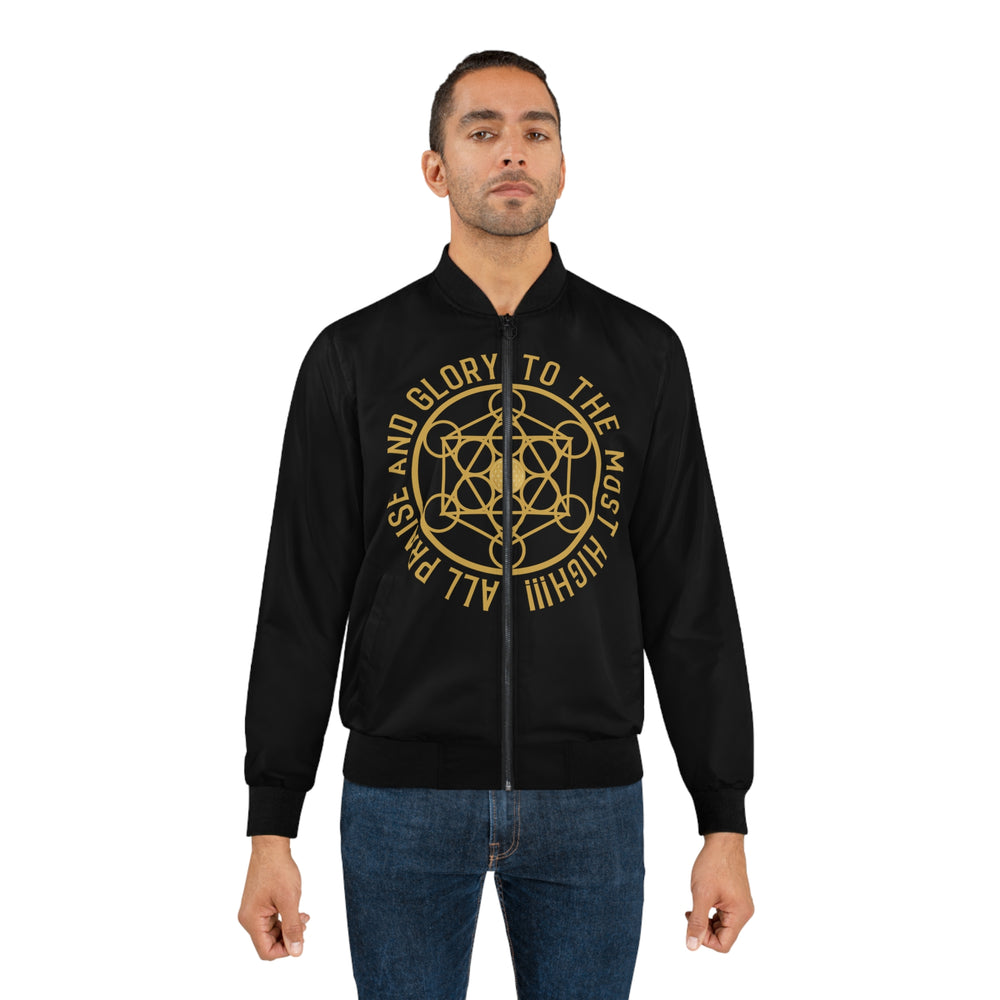 ALL PRAISE AND GLORY TO THE MOST HIGH !!!- Men's Bomber Jacket (AOP) - BLACK