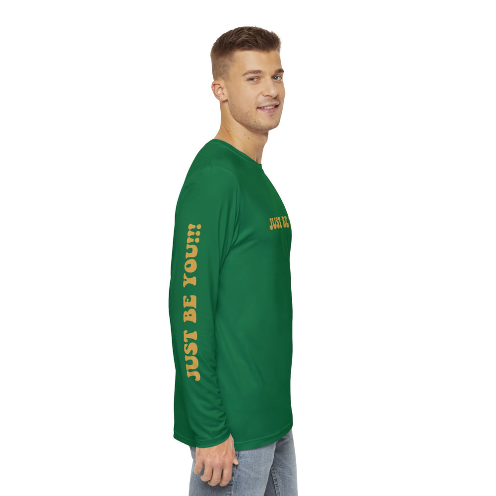 JUST BE YOU!!! Men's Long Sleeve Shirt (AOP) - GREEN