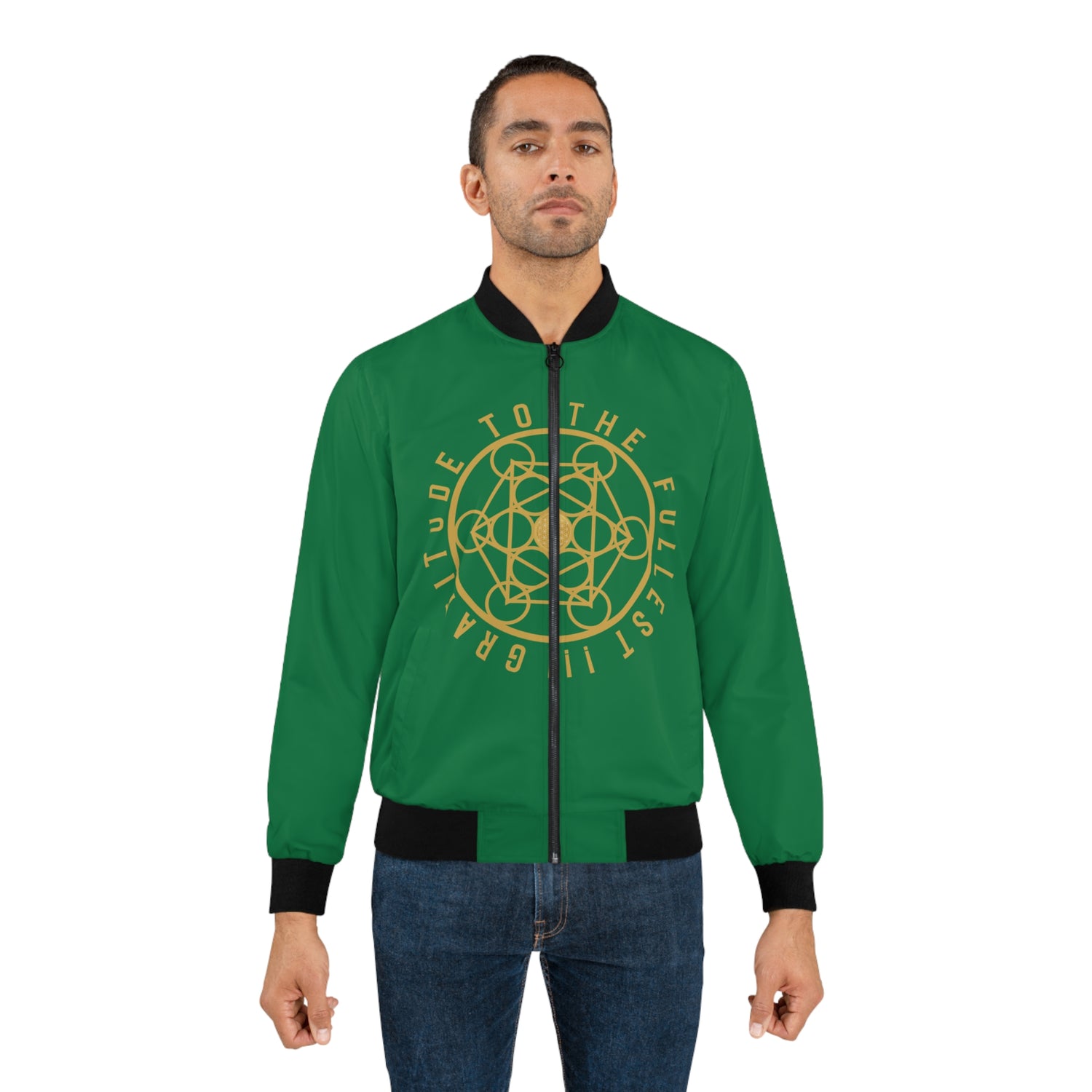 GRATITUDE TO THE FULLEST!!!- Men's Bomber Jacket (AOP) - GREEN