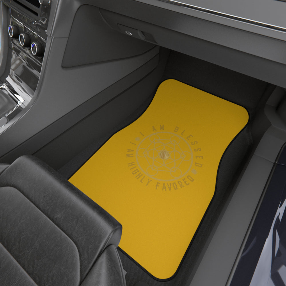 I AM BLESSED I AM HIGHLY FAVORED - Car Mats (Set of 4) - Yellow